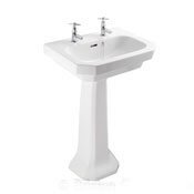 Twist 55cm 2 Tap Hole Basin White